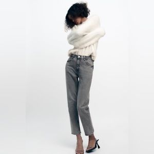 Grey mom fit zara jeans
